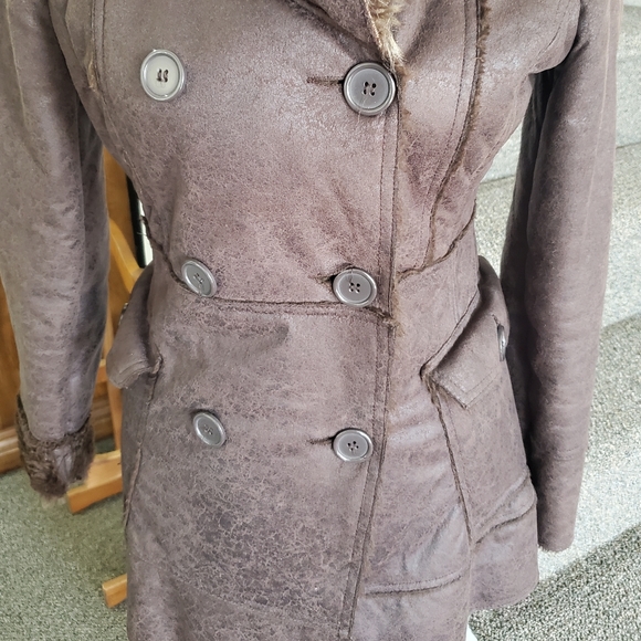 VINTAGE GADZOOKS~ RETRO BROWN FAUX FUR LINED JACKET! - Picture 9 of 16